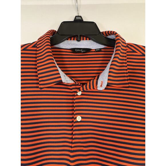 Walter Hagen Men's 11 Majors Short Sleeve Blue Orange Stripe Golf Polo Shirt XXL - Picture 3 of 9